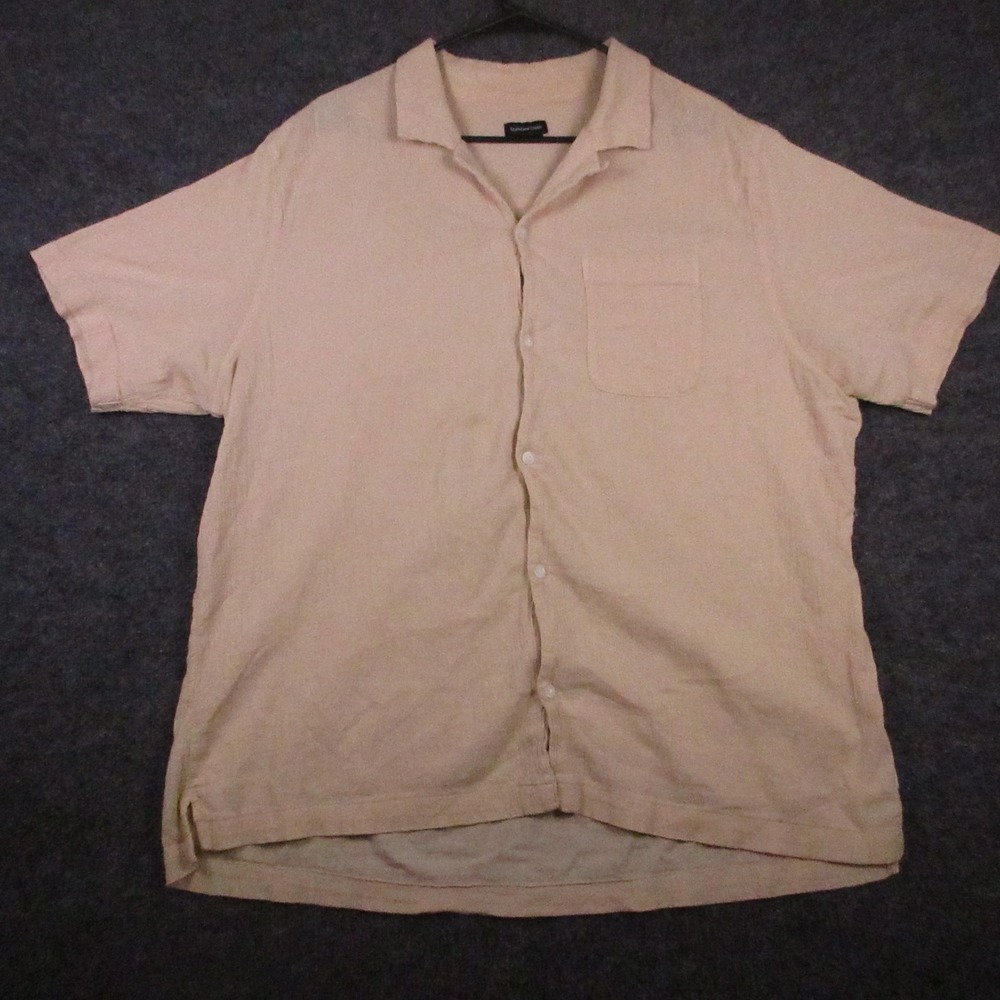 Standard Cloth Shirt Mens Large Beige Short Sleeve Button Front Lightweight